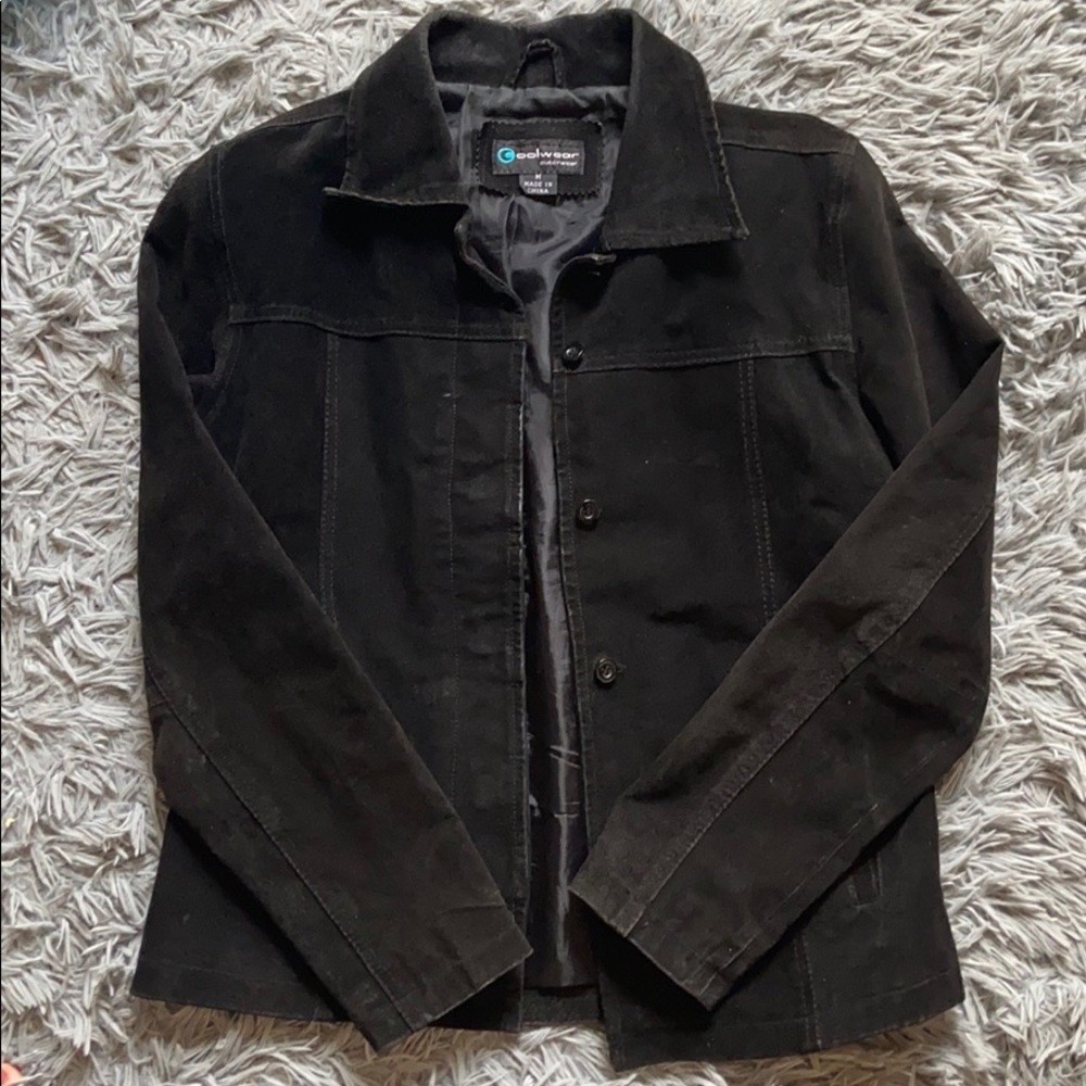 Black suede winter coat